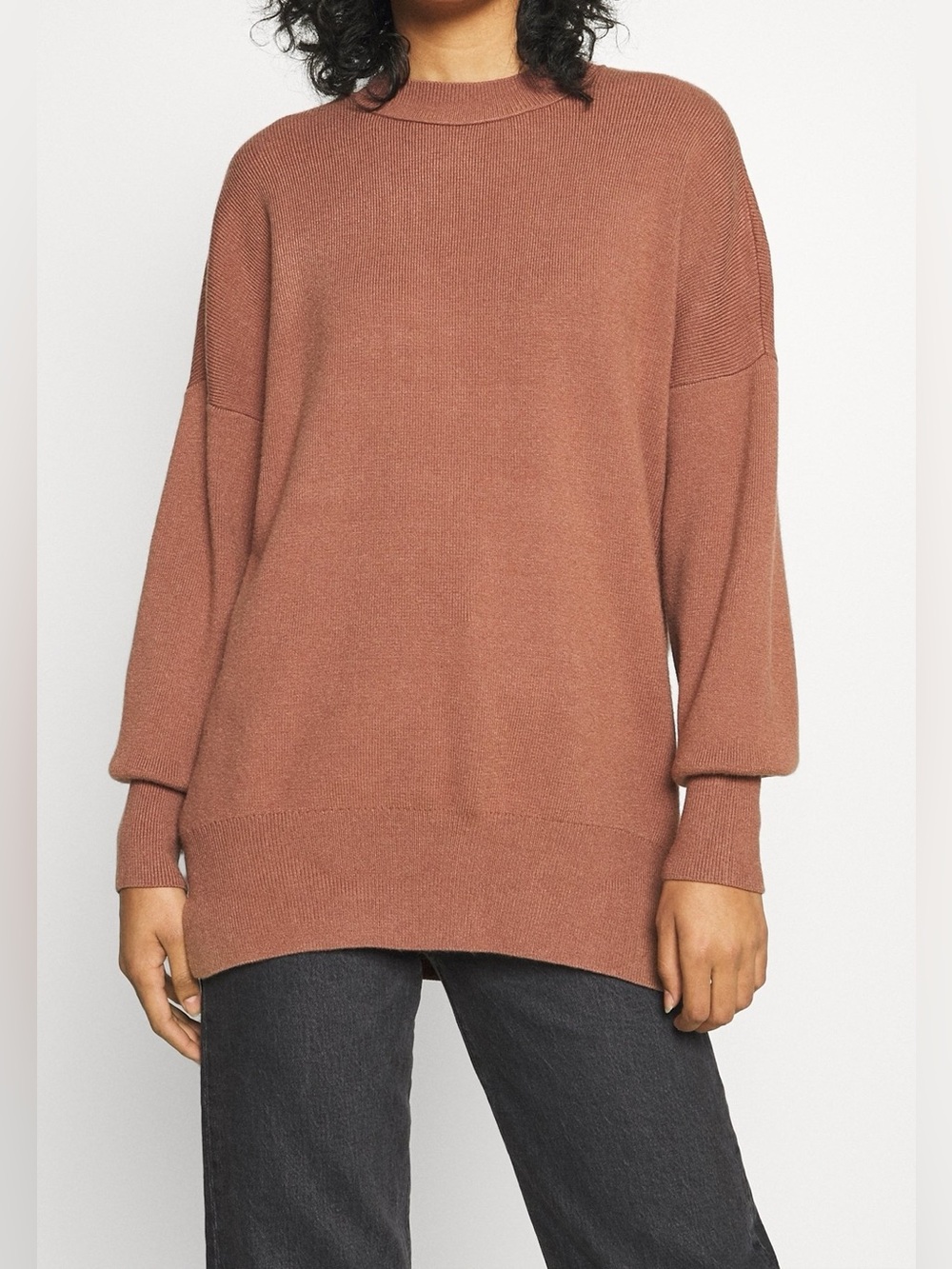 Abercrombie & Fitch Soft A&F Oversized Crewneck Sweater, Brown Mauve, Size S
